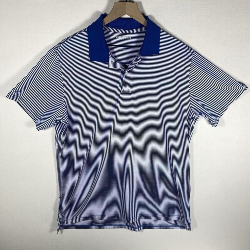 BONOBOS Mens Golf Polo‎ LARGE Standard Fit Stretch Short Sleeve Shirt Striped